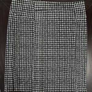 *MICHAEL KORS* Black x White Houndstooth Plain Stretch Skirt Size 10 NWT